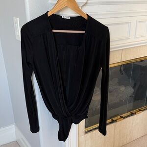 Free People Turnt Bodysuit Womens S Black Long Sleeve